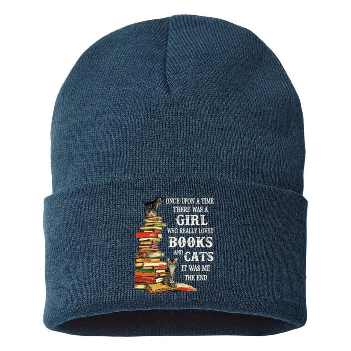 Once Upon A Time A Girl Really Loved Books And Cats Sustainable Knit Beanie