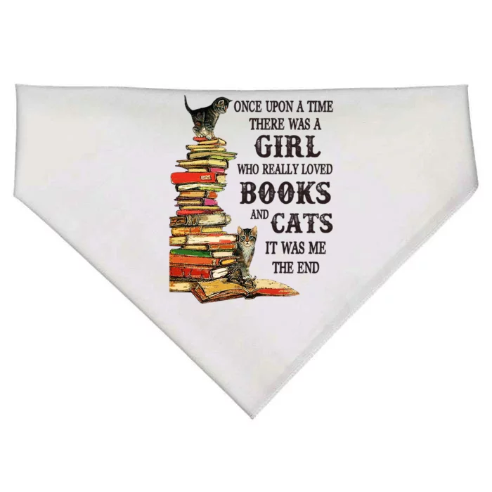 Once Upon A Time A Girl Really Loved Books And Cats USA-Made Doggie Bandana