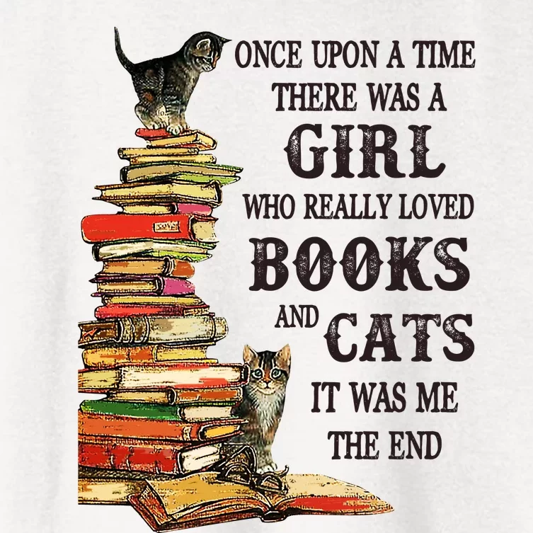 Once Upon A Time A Girl Really Loved Books And Cats Women's Crop Top Tee