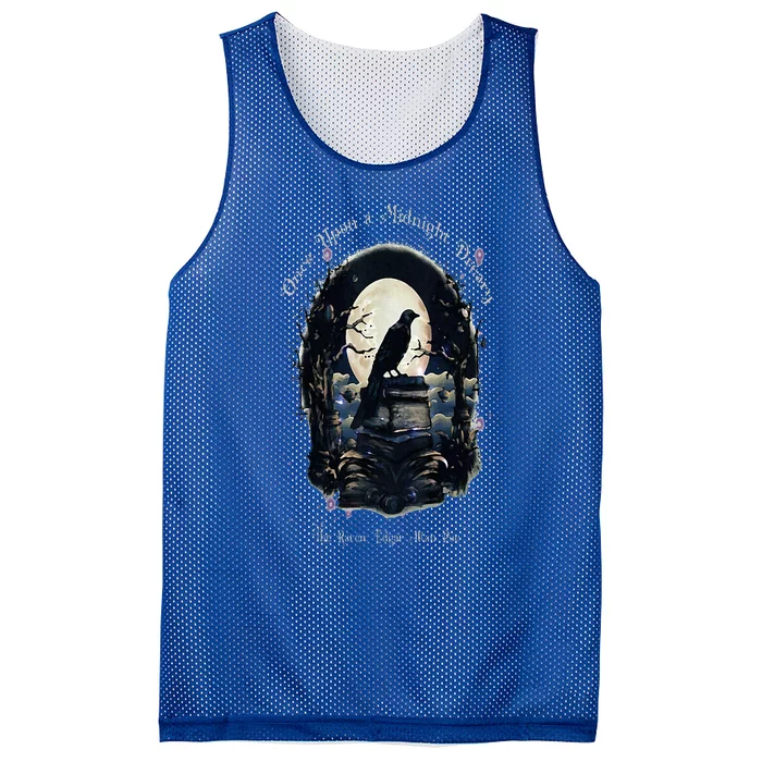 Once Upon A Midnight Dreary The Raven By Edgar Allan Poe Mesh Reversible Basketball Jersey Tank