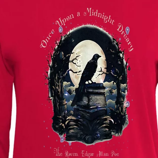 Once Upon A Midnight Dreary The Raven By Edgar Allan Poe Womens Cotton Relaxed Long Sleeve T-Shirt