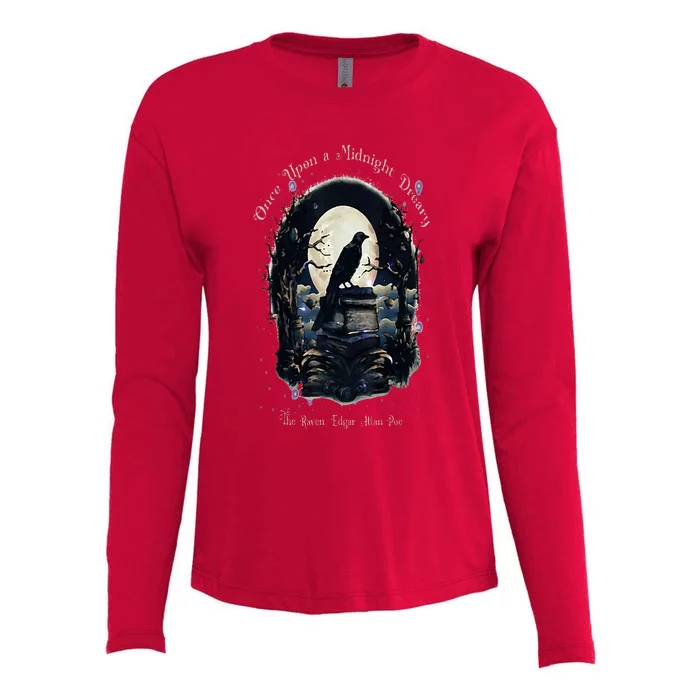 Once Upon A Midnight Dreary The Raven By Edgar Allan Poe Womens Cotton Relaxed Long Sleeve T-Shirt