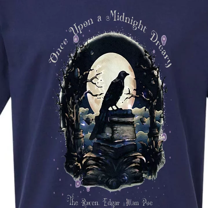 Once Upon A Midnight Dreary The Raven By Edgar Allan Poe Sueded Cloud Jersey T-Shirt