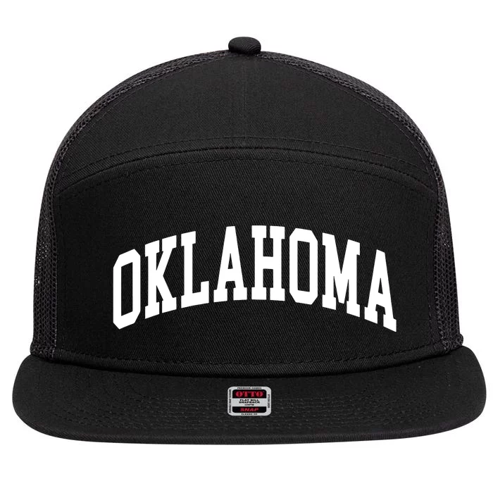 Oklahoma Us College Font Proud American Usa States 7 Panel Mesh Trucker Snapback Hat