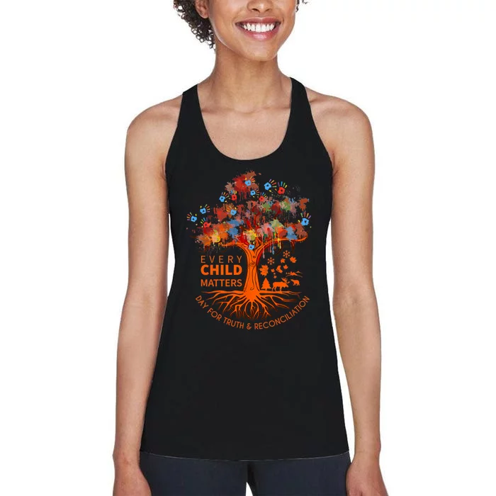 Orange Unity Day Native American Every Child Women's Racerback Tank