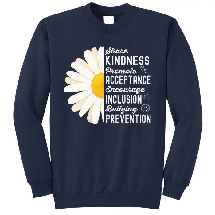 Orange Unity Day Rainbow Be Kind Kindness No Bully Tall Sweatshirt