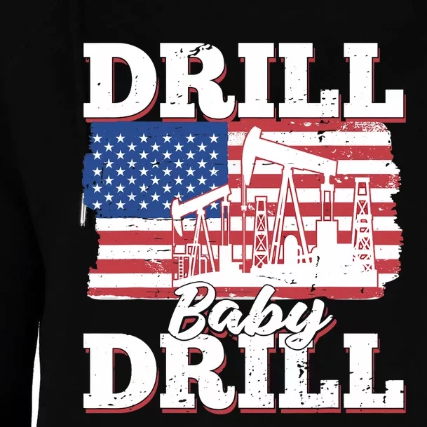 Oilfield Us Flag Drilling Oil Fracking - Drill Baby Drill Womens Funnel Neck Pullover Hood