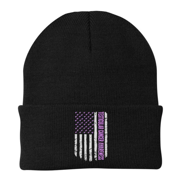 Orchid US Flag Testicular Cancer Awareness Gift Survivor Knit Cap Winter Beanie