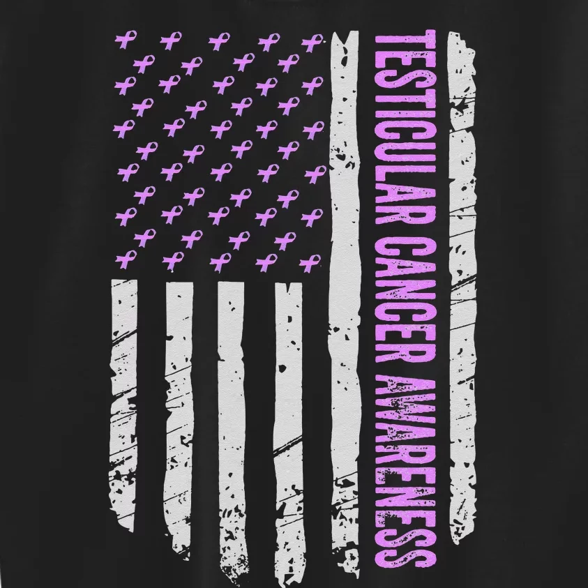 Orchid US Flag Testicular Cancer Awareness Gift Survivor Kids Sweatshirt