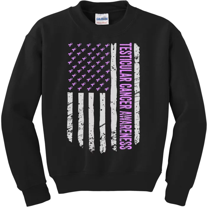 Orchid US Flag Testicular Cancer Awareness Gift Survivor Kids Sweatshirt