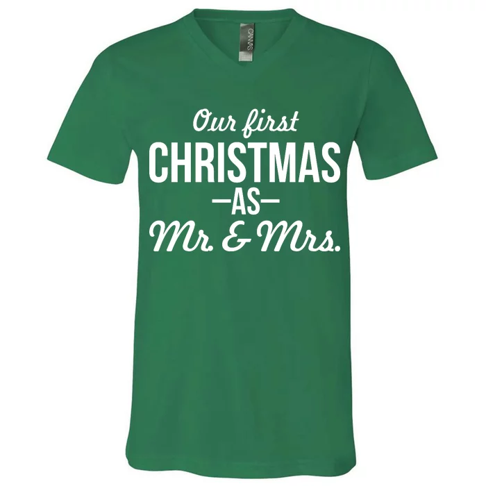 Our First Christmas As Mr. & Mrs. V-Neck T-Shirt