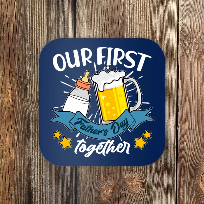 Our First Father's Day Together Baby Bottle Beer Mug Coaster