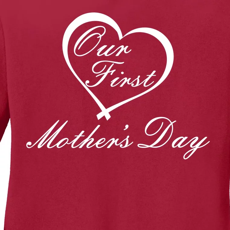 Our First Mother's Day Love Heart Ladies Long Sleeve Shirt