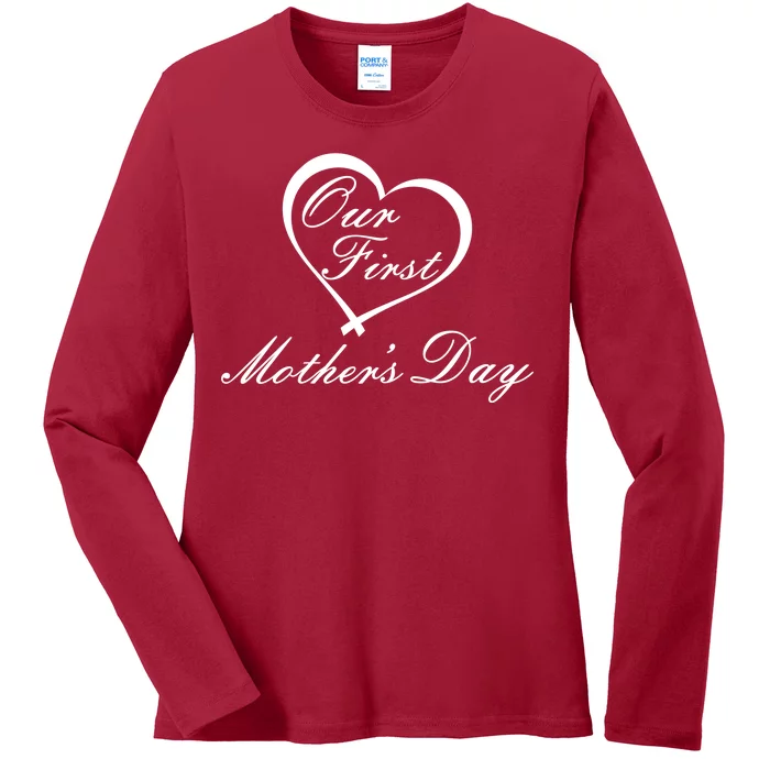 Our First Mother's Day Love Heart Ladies Long Sleeve Shirt