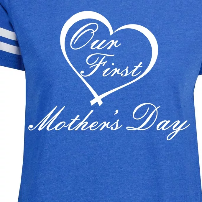 Our First Mother's Day Love Heart Enza Ladies Jersey Football T-Shirt