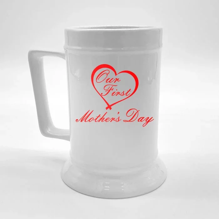 Our First Mother's Day Love Heart Front & Back Beer Stein