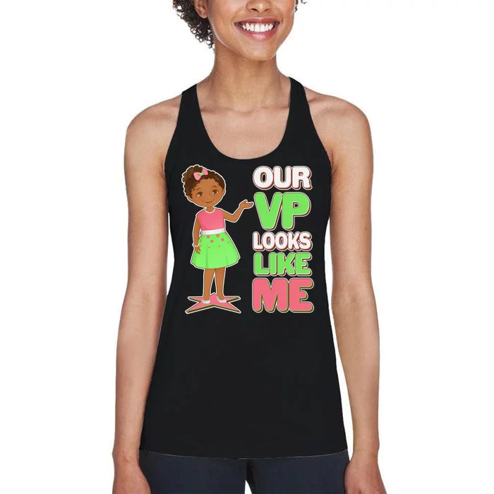 Our VP Looks Like Me Kamala Harris AKA Sorority Colors Women's Racerback Tank