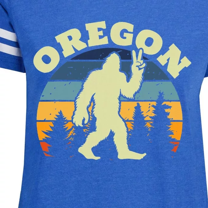 Oregon Us State Bigfoot Sasquatch Silhouette Enza Ladies Jersey Football T-Shirt