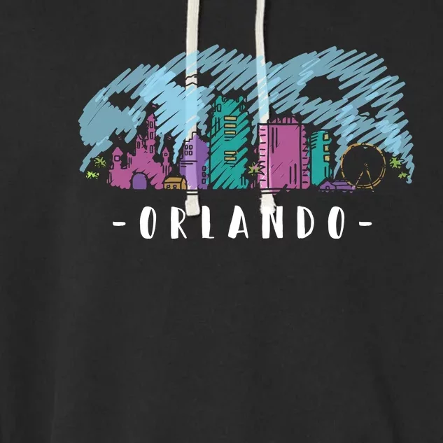 Orlando USA Skyline Sketch Garment-Dyed Fleece Hoodie