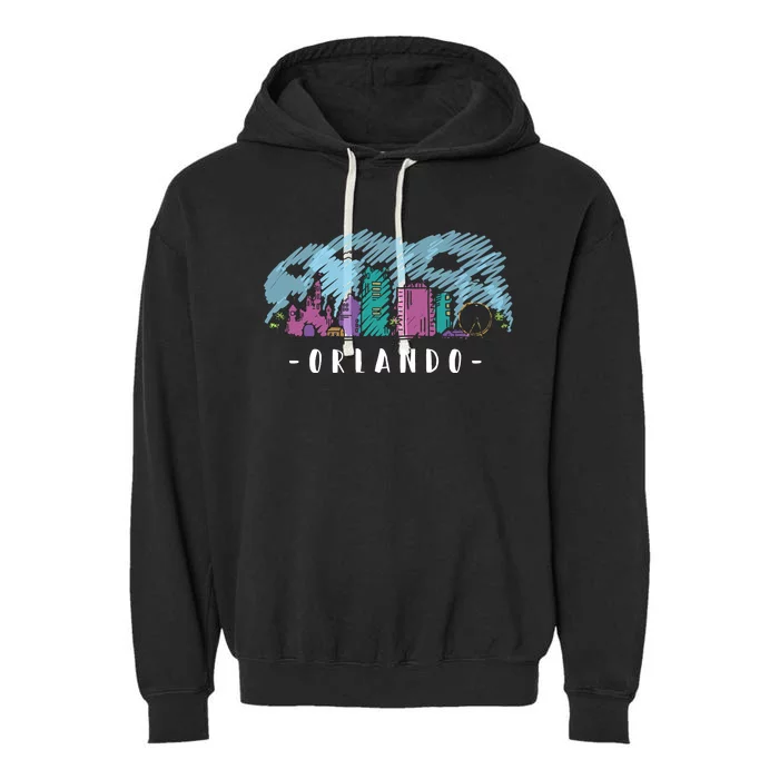 Orlando USA Skyline Sketch Garment-Dyed Fleece Hoodie