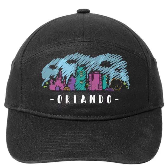 Orlando USA Skyline Sketch 7-Panel Snapback Hat