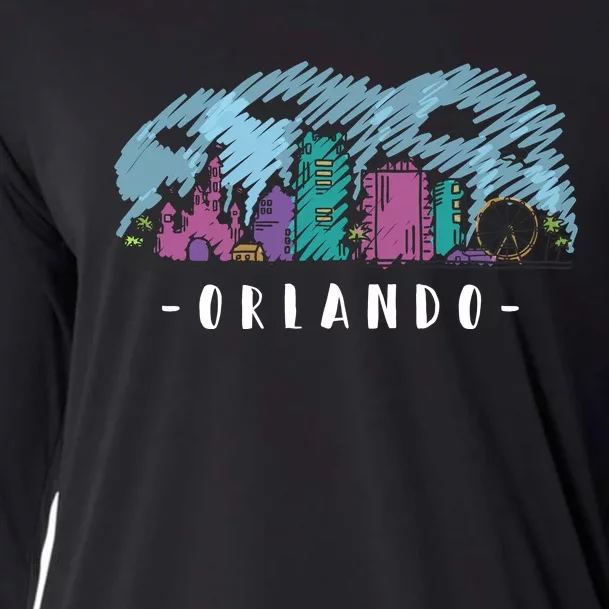 Orlando USA Skyline Sketch Cooling Performance Long Sleeve Crew