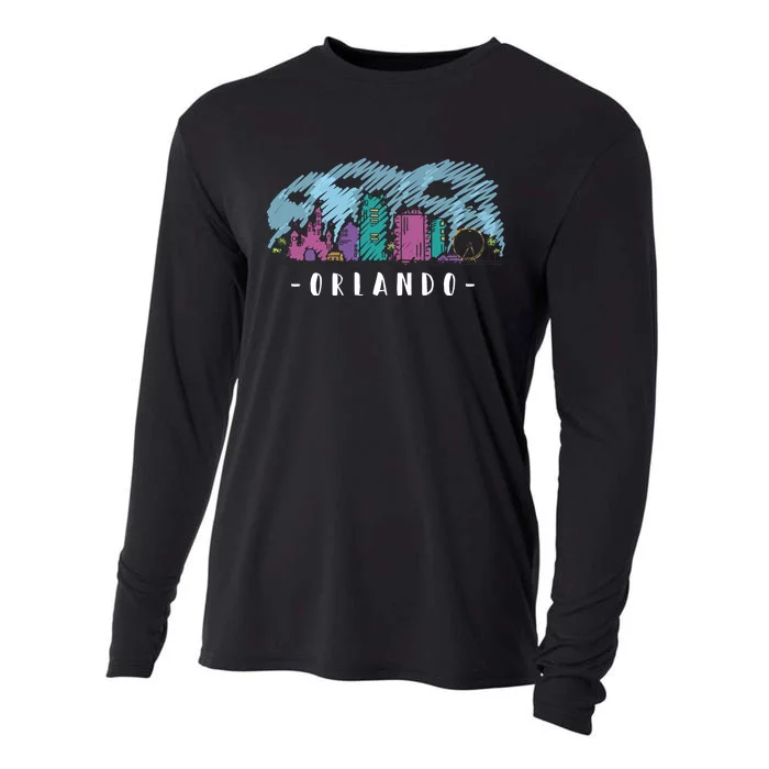 Orlando USA Skyline Sketch Cooling Performance Long Sleeve Crew