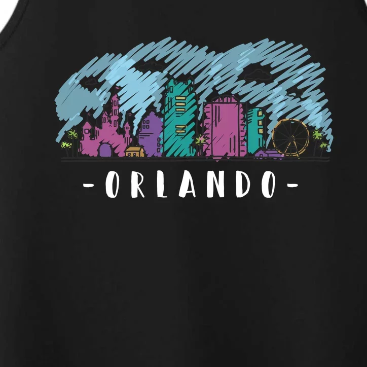 Orlando USA Skyline Sketch Performance Tank