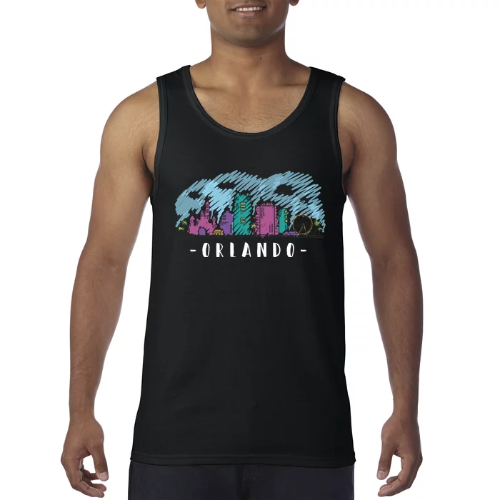 Orlando USA Skyline Sketch Tank Top