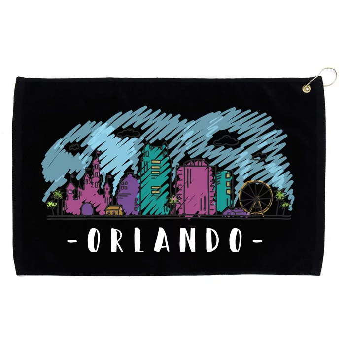 Orlando USA Skyline Sketch Grommeted Golf Towel