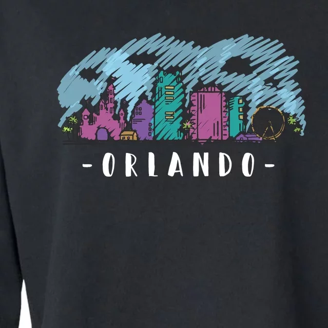 Orlando USA Skyline Sketch Cropped Pullover Crew