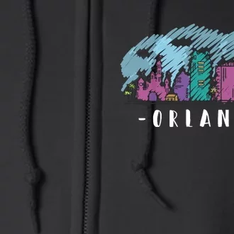 Orlando USA Skyline Sketch Full Zip Hoodie