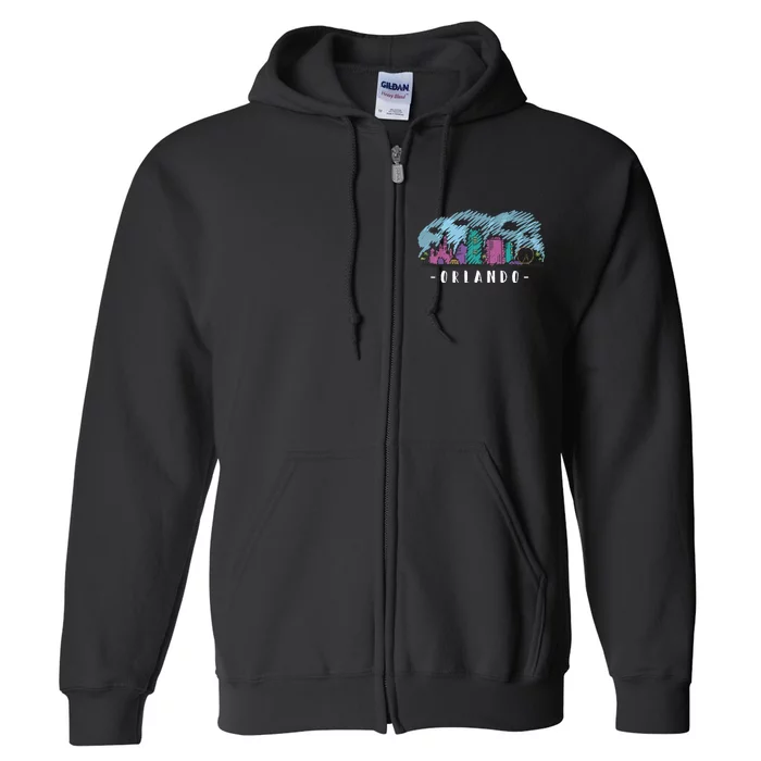 Orlando USA Skyline Sketch Full Zip Hoodie