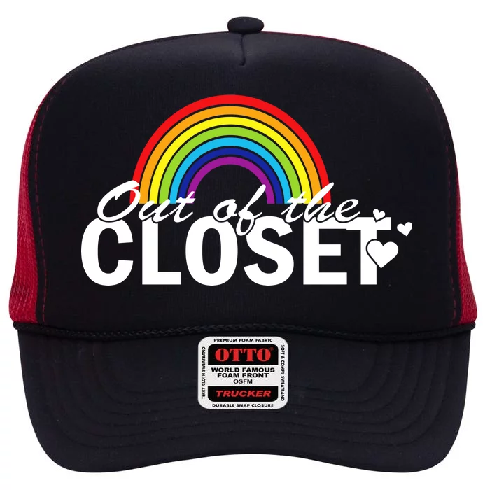 Out Of The Closet Rainbow High Crown Mesh Trucker Hat