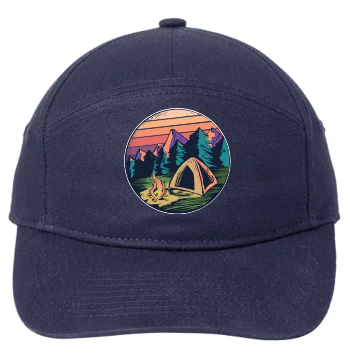 Outdoor Camping Sunset 7-Panel Snapback Hat