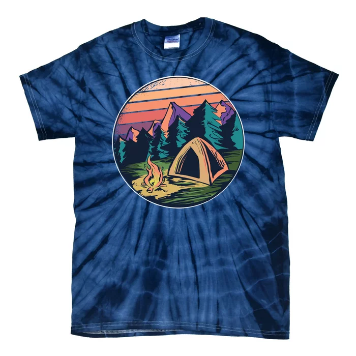 Outdoor Camping Sunset Tie-Dye T-Shirt