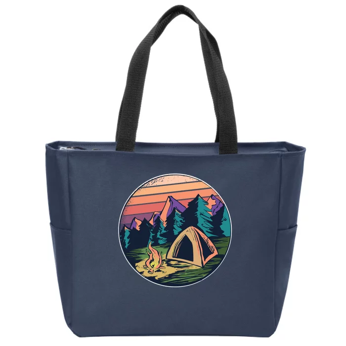 Outdoor Camping Sunset Zip Tote Bag