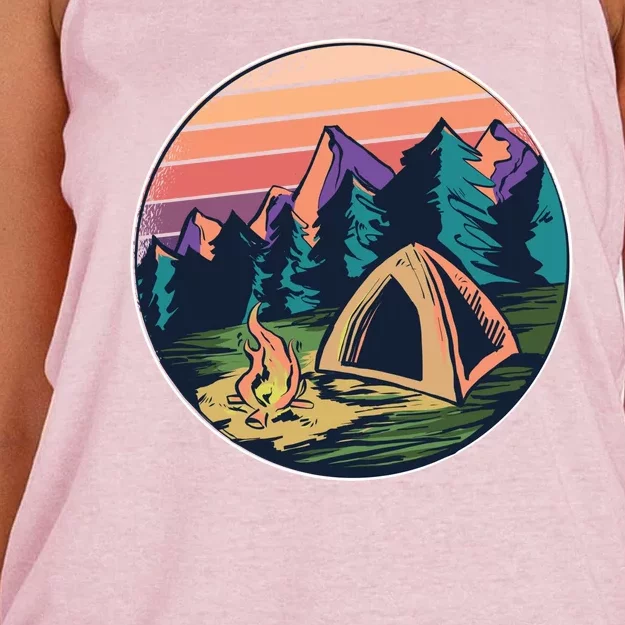 Outdoor Camping Sunset Women's Knotted Racerback Tank