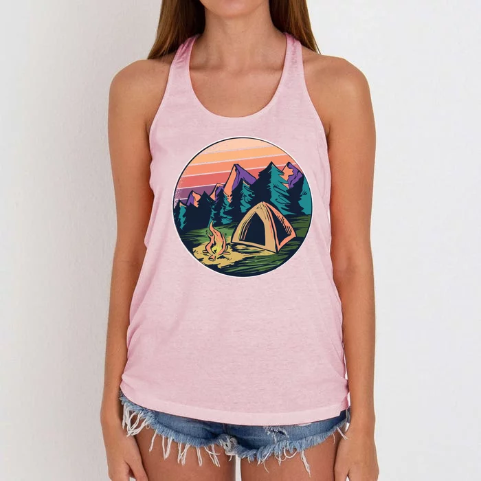 Outdoor Camping Sunset Women's Knotted Racerback Tank