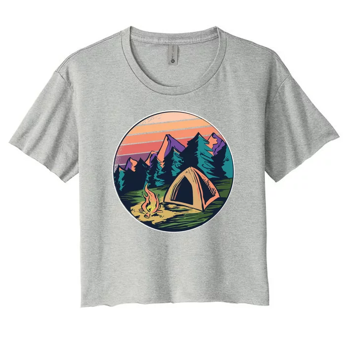 Outdoor Camping Sunset Women's Crop Top Tee