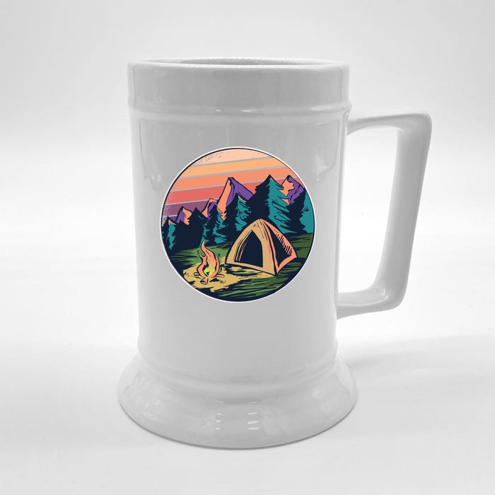 Outdoor Camping Sunset Front & Back Beer Stein