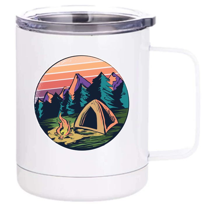 Outdoor Camping Sunset Front & Back 12oz Stainless Steel Tumbler Cup