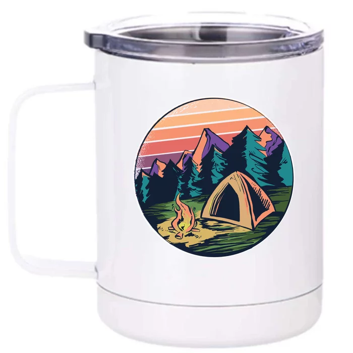 Outdoor Camping Sunset Front & Back 12oz Stainless Steel Tumbler Cup