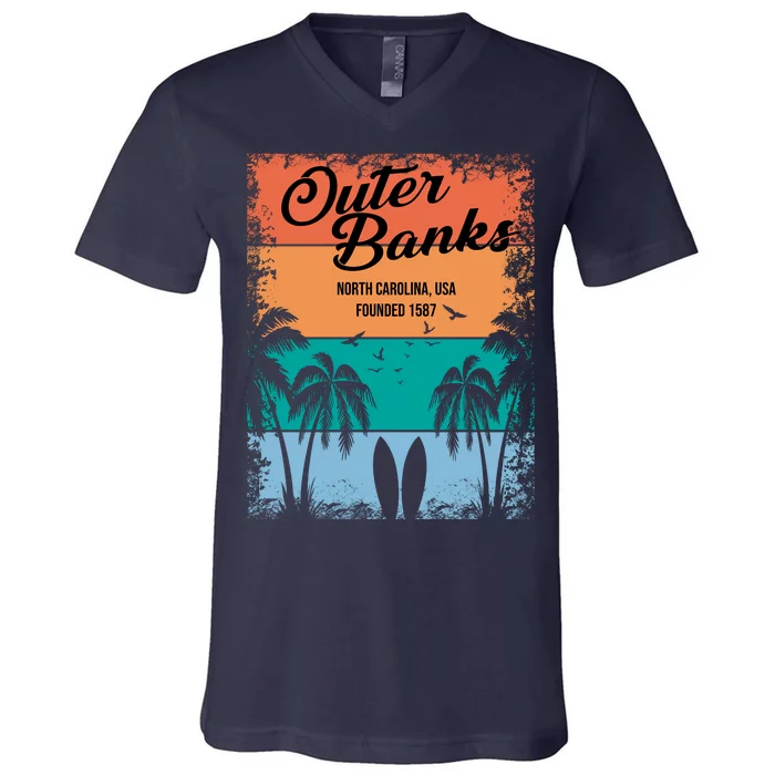 Outer Banks North Carolina USA Founded 1587 V-Neck T-Shirt