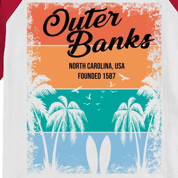 Outer Banks North Carolina USA Founded 1587 Kids Colorblock Raglan Jersey