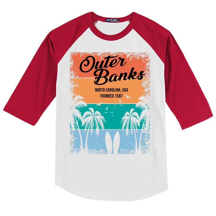 Outer Banks North Carolina USA Founded 1587 Kids Colorblock Raglan Jersey