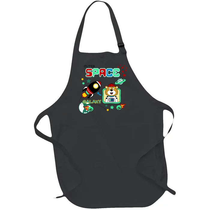 Outer Space Children's Illustration Full-Length Apron With Pocket