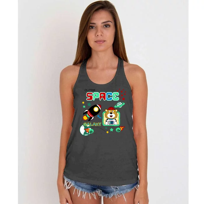 Outer Space Children's Illustration Women's Knotted Racerback Tank