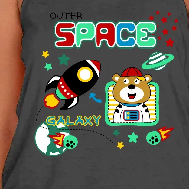 Outer Space Children's Illustration Women's Knotted Racerback Tank