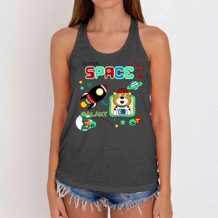 Outer Space Children's Illustration Women's Knotted Racerback Tank